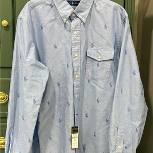 Ralph Lauren Men's Sky Blue Polo Print Shirt